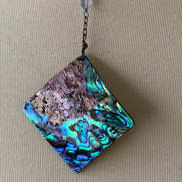 Necklace Beaded with Drop Pendant Blue/Purple - Picture 3 of 8